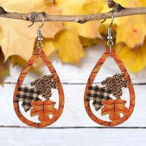 1 Pair Women's Wooden Drop Earrings Women's Fall Jewelry